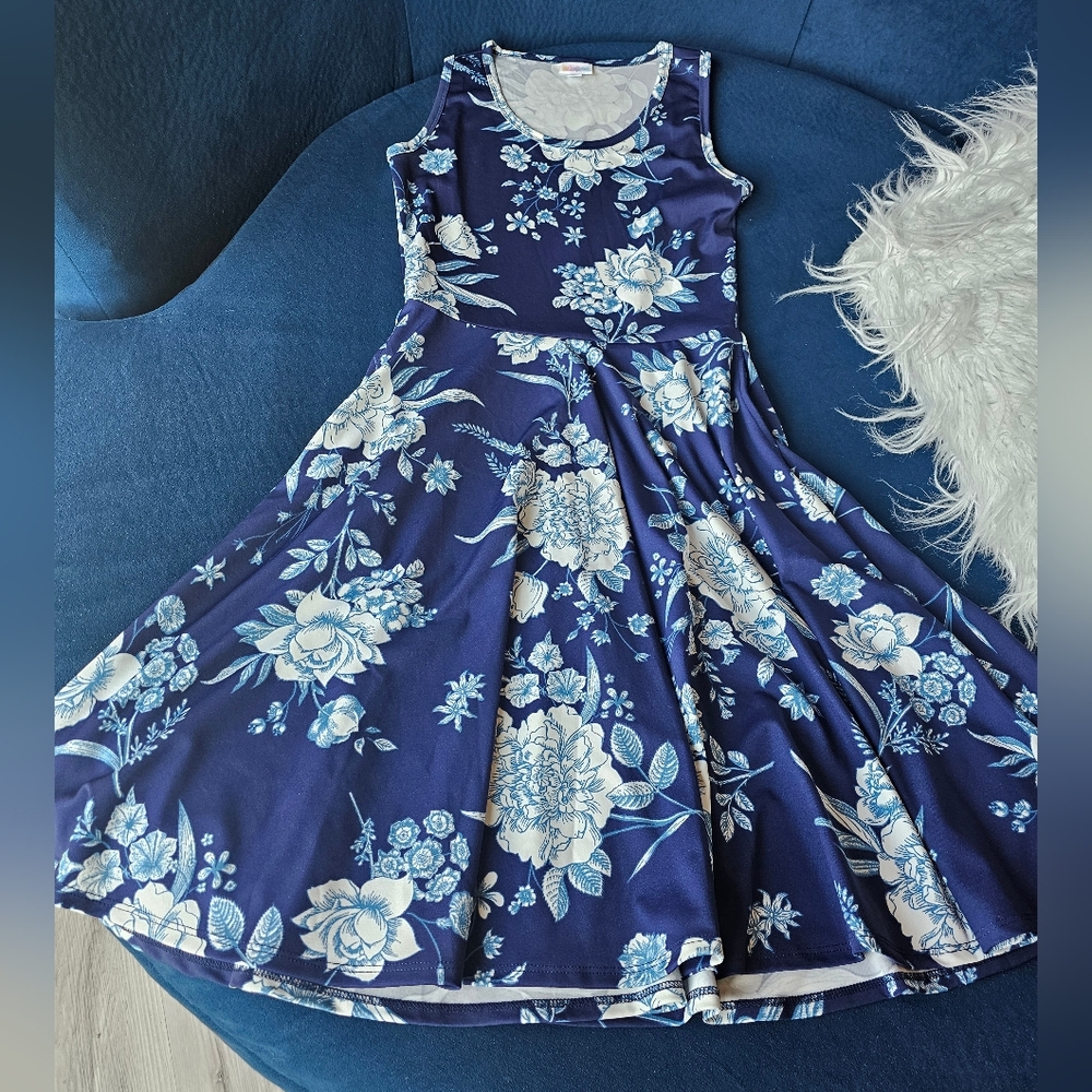 LuLaRoe Nicki Floral Blue Dress